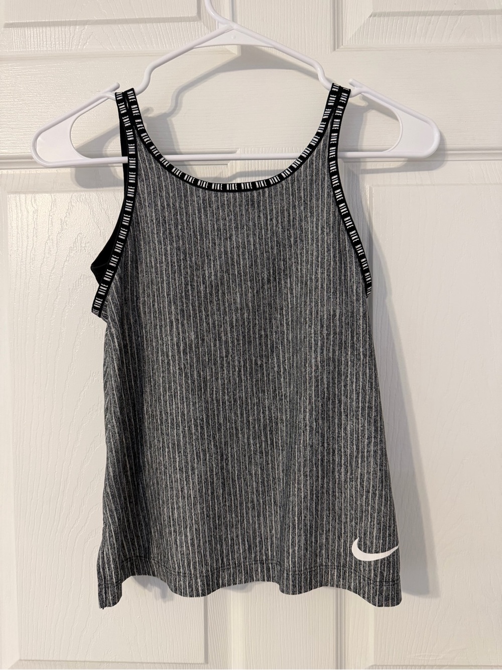 Nike Gray Ribbed Tank with Black Contrast Trim